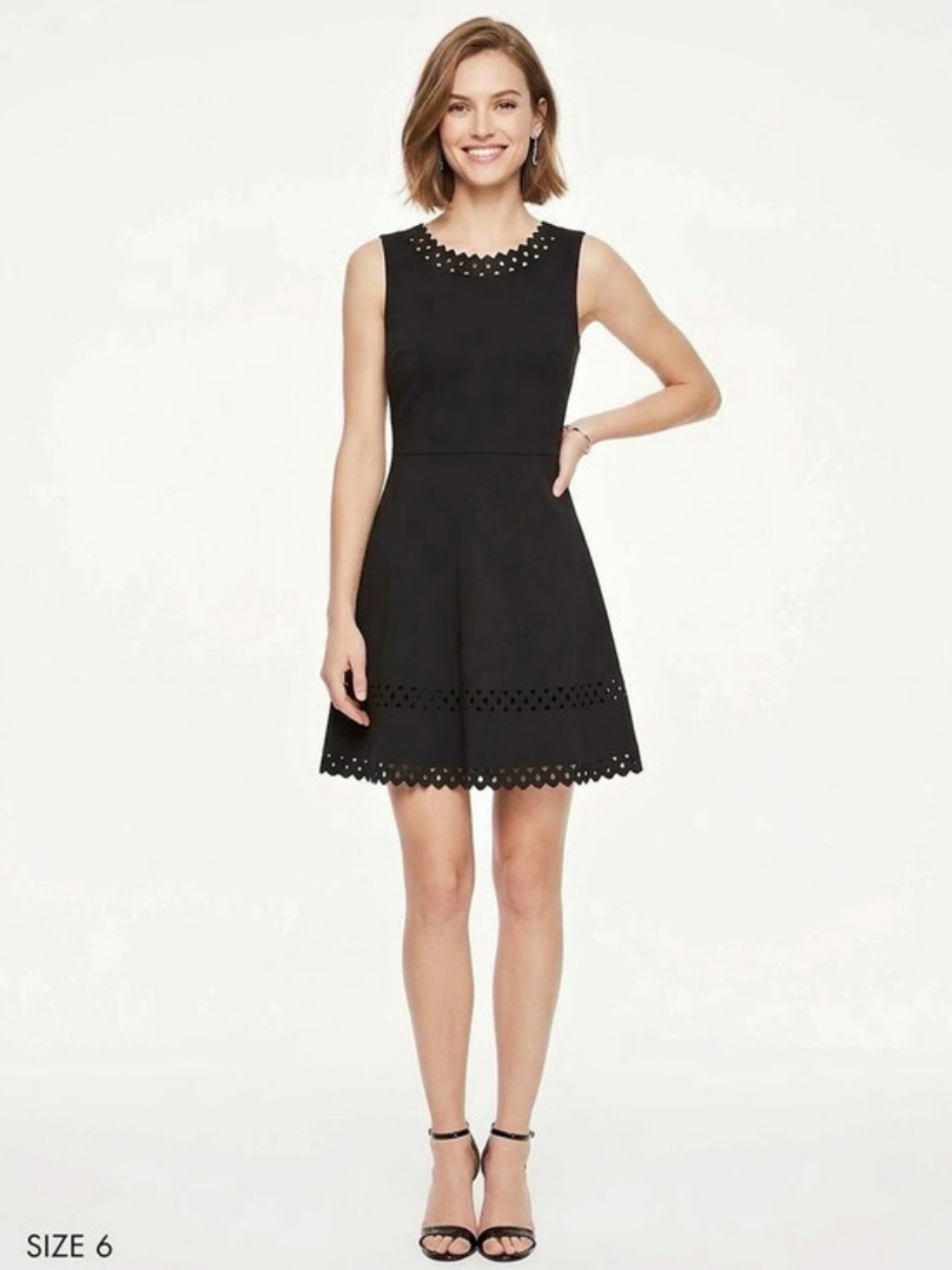 White House Black Market SL Scuba FNF w Cutouts Mini Dress in Black Size 6